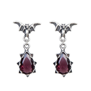 Bat Crystal Dangle Earrings 925 Silver Vintage Drop Earrings for Women