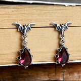 Bat Crystal Dangle Earrings 925 Silver Vintage Drop Earrings for Women