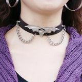 Bat Wings Chain Leather Torques Necklace Gothic Punk Style Charm Necklaces