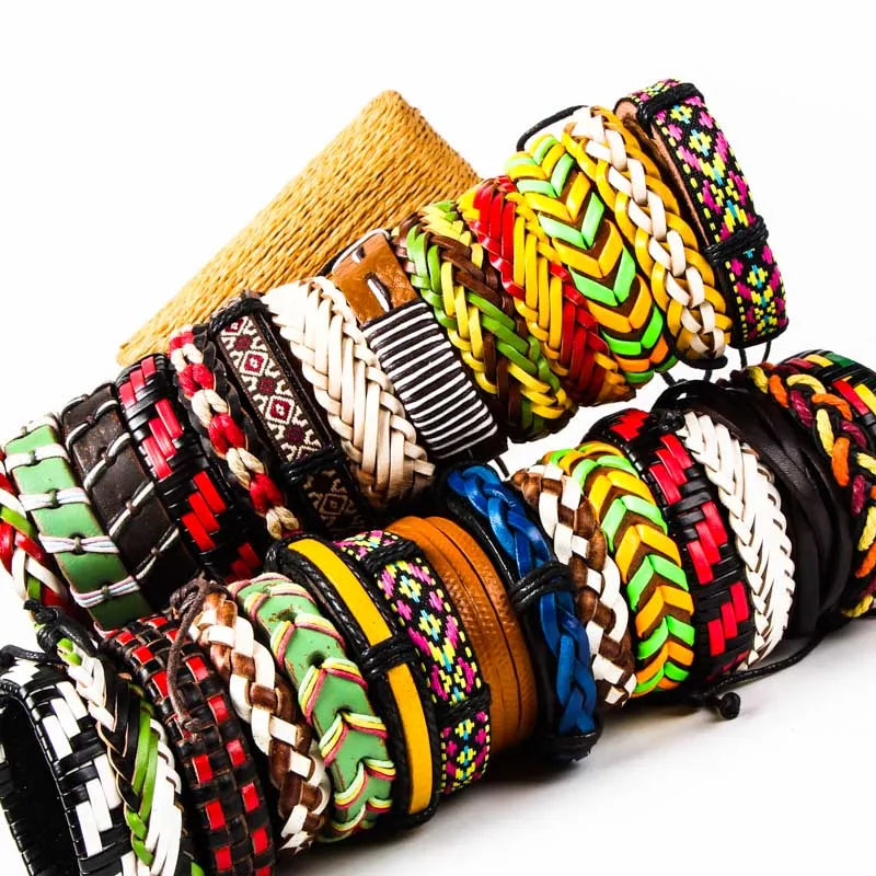 20 Pieces Cowhide Hand-Knitted Leather Bracelet Neutral Jewelry