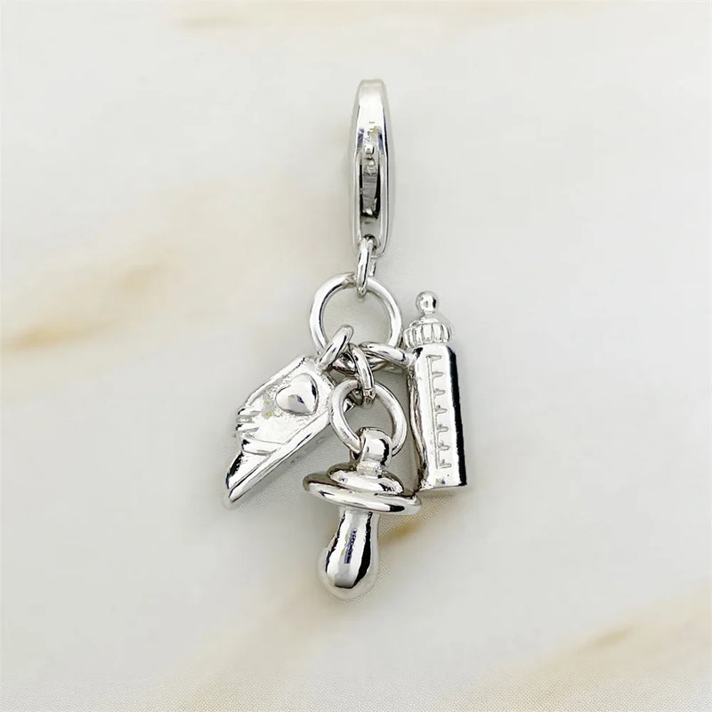 925 Sterling Silver Bay Bottles, Dummy & Shoe Angel Charm Jewelry