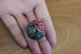 Vintage Tibetan Brass Round Pendant Beads 26mm 1 Piece