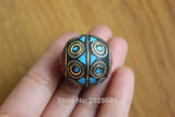 Vintage Tibetan Brass Round Pendant Beads 26mm 1 Piece