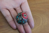 Vintage Tibetan Brass Round Pendant Beads 26mm 1 Piece