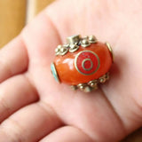 Ethnic Tibetan Copper Resin Round Beads for Jewelry Making