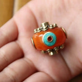 Ethnic Tibetan Copper Resin Round Beads for Jewelry Making