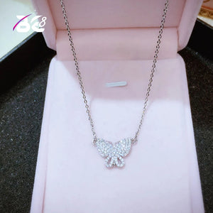 Micro CZ Stone Butterfly Pendant Necklace for Women N055
