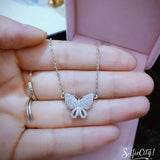 Micro CZ Stone Butterfly Pendant Necklace for Women N055