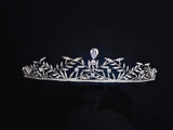 Clear Crystal Leaf CZ Crown Tiara Bridal Wedding Queen Princess Pageant Prom