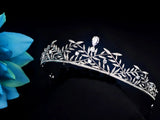 Clear Crystal Leaf CZ Crown Tiara Bridal Wedding Queen Princess Pageant Prom