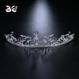 Clear Crystal Leaf CZ Crown Tiara Bridal Wedding Queen Princess Pageant Prom