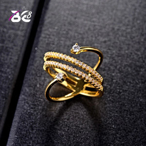 Cross Ring Rose/White CZ Rings For Women Aneis De Ouro Zirconia R129