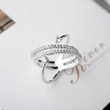 Cross Ring Rose/White CZ Rings For Women Aneis De Ouro Zirconia R129