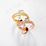 Cross Ring Rose/White CZ Rings For Women Aneis De Ouro Zirconia R129