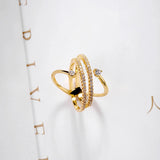 Cross Ring Rose/White CZ Rings For Women Aneis De Ouro Zirconia R129