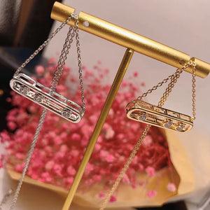 Geometry Link Stackable Pendant Necklace with Cubic Zircon Charm
