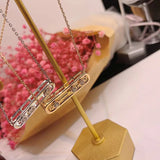 Geometry Link Stackable Pendant Necklace with Cubic Zircon Charm