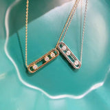Geometry Link Stackable Pendant Necklace with Cubic Zircon Charm