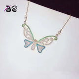 CZ Butterfly Long Pendant Necklace for Women