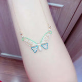 CZ Butterfly Long Pendant Necklace for Women