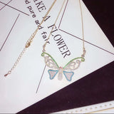 CZ Butterfly Long Pendant Necklace for Women