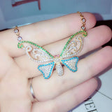 CZ Butterfly Long Pendant Necklace for Women
