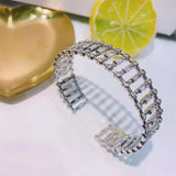 AAA+ Zirconia Bangle Micro Pave CZ Crystal Cuff Bracelet