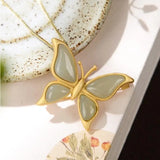 Gray Jade Butterfly Pendant Brooch Silver Plated Hetian Jade Butterfly Dance