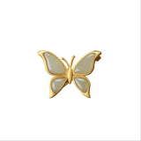 Gray Jade Butterfly Pendant Brooch Silver Plated Hetian Jade Butterfly Dance