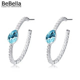 5 Colors Crystal Hoop Earrings 3.4cm with Pear Crystal Setting