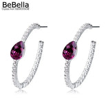 5 Colors Crystal Hoop Earrings 3.4cm with Pear Crystal Setting
