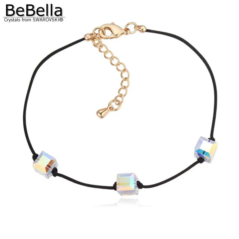 Geometric Rope Chain Bracelet with Austrian Crystals