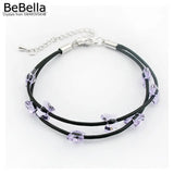 Crystal Butterfly Bead Rope Bracelet with Austrian Crystal