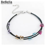 Crystal Butterfly Bead Rope Bracelet with Austrian Crystal