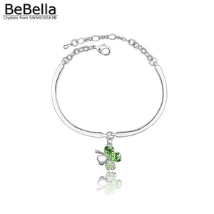 Crystal Clover Charm Pendant Bracelet for Women
