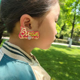 BeHoney Name Stud Earrings Personalized Nameplate Acrylic Laser Stud Earrings