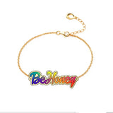 BeHoney Personalized Name Bracelet Acrylic Laser Rainbow Colorful Customize