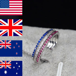 3 Pcs Red CZ Crystal Wedding Rings Set for Women R004