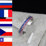 3 Pcs Red CZ Crystal Wedding Rings Set for Women R004