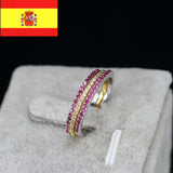 3 Pcs Red CZ Crystal Wedding Rings Set for Women R004