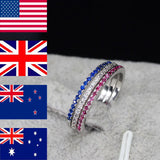 3 Pcs Red CZ Crystal Wedding Rings Set for Women R004