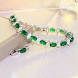 Green CZ Chain Bracelet for Brides B242
