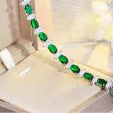 Green CZ Chain Bracelet for Brides B242