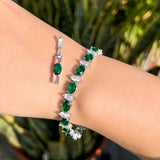 Green CZ Chain Bracelet for Brides B242