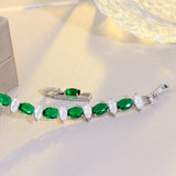 Green CZ Chain Bracelet for Brides B242