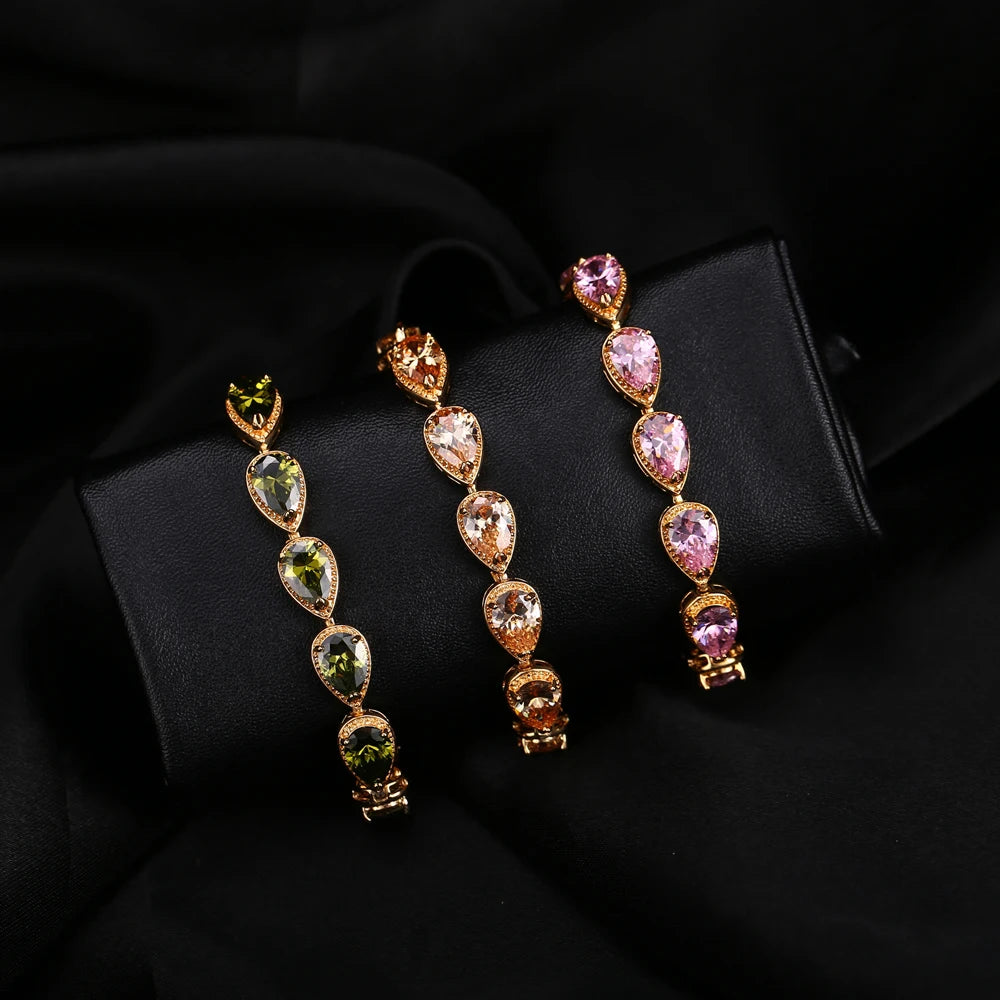 Big Teardrop Yellow CZ Stone Wedding Bracelet for Women