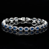 Women Silver Oval CZ Stone Tennis Bracelet Bangle