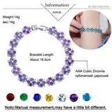 Green Flower CZ Crystal Tennis Bracelet Women Cubic Zirconia Stone Jewelry