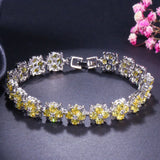 Green Flower CZ Crystal Tennis Bracelet Women Cubic Zirconia Stone Jewelry