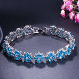 Green Flower CZ Crystal Tennis Bracelet Women Cubic Zirconia Stone Jewelry